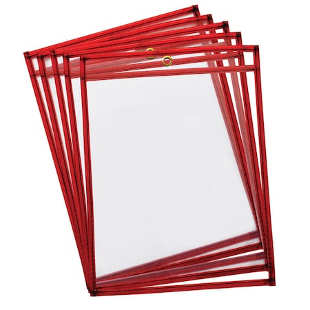 Pacon Dry Erase Pockets, Fluorescent Red, 9in x 12in, PK 10 PAC9895